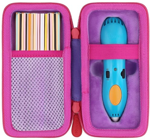Aenllosi Storage Case Compatible with 3Doodler Start+ Essentials (2024) for 3D Pen Set for Kids, Storage Mesh Bags Holder for Printing Filament Refill and USB Cable(Case Only,Purple)
