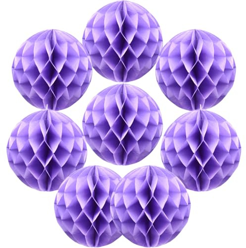 Yosawa 8 Pcs Paper Honeycomb Balls Party Honeycomb Balls Decoration Paper Flower Balls for Wedding Birthday Baby Shower Baby Girl Room Nursery Decoration(Light Purple/Q)
