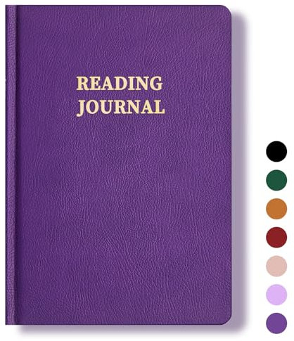 TSFPapier läsjournal bokälskare gåvor bok journal inbunden läder för läsare granska och spåra din läsning med 65 bokrecensioner, 14,7 x 21,1 cm, mörklila