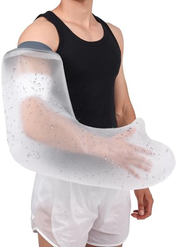 COMFYTHERA Grande housse imperméable pour plâtre de bras pour douche, plaie de main, bain adulte, sac de douche étanche pour bandage chirurgical, main cassée, poignet, doigt, coude, réutilisable et