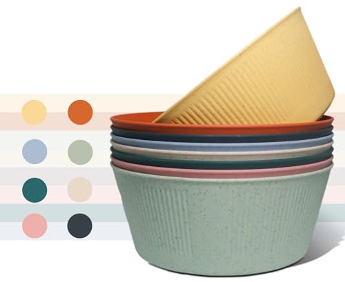 WANBY Cuencos de plástico grandes para ensalada, ligeros, irrompibles, juego de cuencos para cena, lavavajillas y microondas (1500 ml, 8 unidades)