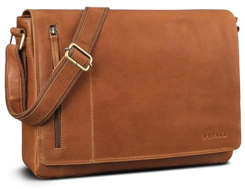 ROYALZ New Jersey Echt Leder Umhängetasche Herren groß - moderne Vintage Männer Ledertasche als große Laptop Tasche 13-15.6 Zoll Bürotasche Aktentasche Unitasche;Farbe:Texas Braun