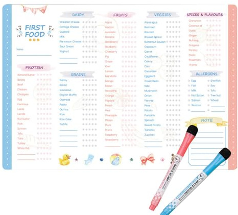 Baby första mat magnetisk måltidsplanerare matspårare diagram babymat checklista multifunktionell matplanerare första guide