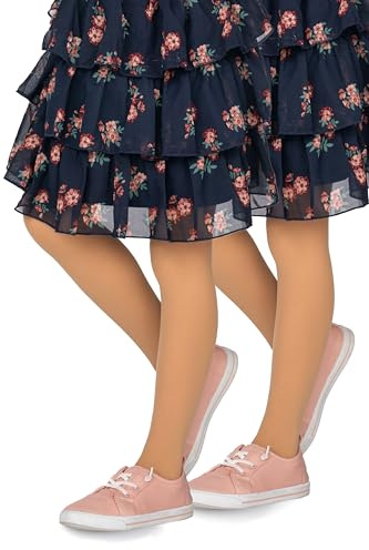 looksy Paquete de 2 medias opacas lisas para niñas, 40 DEN, de microfibra suave, con pies, informales, para baile, escuela, ballet, juego de 2 pares de edades de 3 a 12 años [fabricadas en Italia],