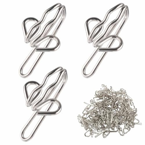 50 Pack Heavy Duty Metal Curtain Drapery Hooks, Silver Matte Butterfly Style Pins for Pencil Pleats Blackout Drapes Window Blinds