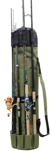 MiOYOOW Bolsa para caña de Pescar, Mochila Impermeable de Tela Oxford, Bolsas Ajustables para cañas, carretes, señuelos y Actividades al Aire Libre
