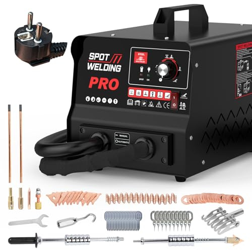 Kit Reparación Abolladuras Carrocería 220V 3500W，Soldador por Puntos 6 Modos | Manual/Auto | Extracción Precisa Chapa | 16 Accesorios Completos | Anti-Sobrecalentamiento Inteligente