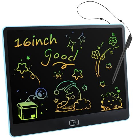 LCD Drawing Tablet for Kids 16 Inch, Colourful Reusable Doodle Pad, Erasable Drawing Board Kids for Boys and Girls Ages 3–8, Educational Toy and Creative Gift for Birthday or Christmas, Sky Blue