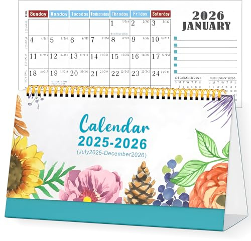 Calendario de mesa año escolar 2025/2026, calendario de mesa horizontal con diagrama de cubierta, calendario de pared 2025 2026, práctica ayuda de planificación para oficina y hogar