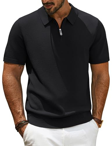 PJ PAUL JONES Pikétröja för män, kortärmad med 1/4 dragkedja, stickad pikétröja, sommar, t-shirts