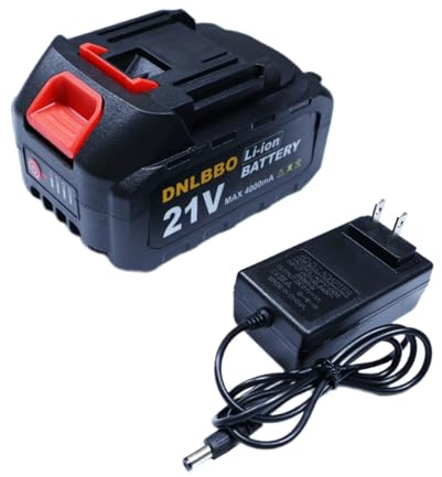 DNLBBO Mini Chainsaw Battery, 21v Lithium Battery - 4.0 Ah Battery with Electric Quantity Display, Include Charger Adapter, Suitable for Cordless Powe