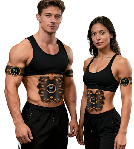 Stimulateur Musculaire EMS, Ceinture Abdominale Électrostimulation, 8 Modes 19 Niveaux, Appareil de Musculation pour Abdomen/Bras/Jambes, Femme Homme