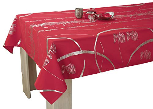 Le linge de Jules Nappe Shiny - Entretien Facile Rouge - Taille : Rectangle 150x240 cm