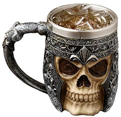 auvstar Tazza con Teschio,Teschi In Acciaio Inox 3D, Tazza da Birra di Guerriero Vichingo in Acciaio Inox, Boccale da Birra con Teschio, Regalo Halloween natale compleanno festa