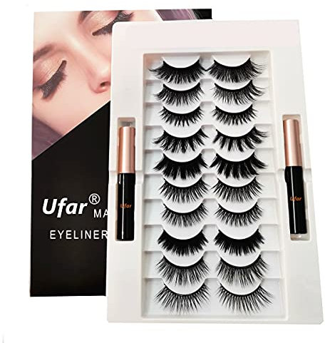 Magnetic Eyeliner and Lashes Kit, [2021 Upgraded - Totally No Glue Needed Magnetic Eyelashes with Eyeliner Kit] Waterproof, Long Lasting, Cruelty Free