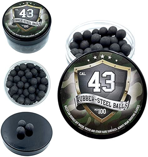 100 x Premium Hard Mix Rubber Steel Balls Paintballs Reballs 43 Cal. M2 TMP1 T4E RAM