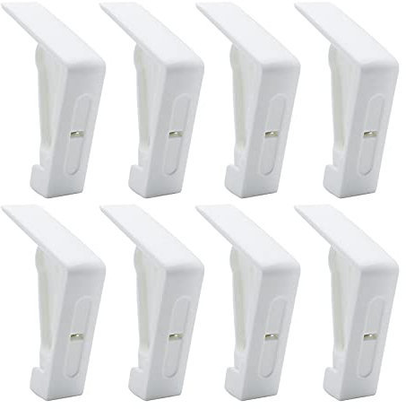MZMing 8 Stück Weiß Tischdeckenklammern Kunststoff Tischtuchklammern mit Feder Verstellbare Tischdecke Clips Tischdeckenhalter Tischdecke Halter Klammer für Tischplatten