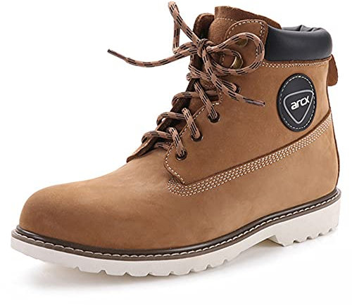 Sebasty Motorrad Tourenstiefel,Motorrad Street Racing Schuhe,Vintage Design Freizeitkleidung Top Rindsleder StrapazierfäHige Reitstiefeletten,Brown-39