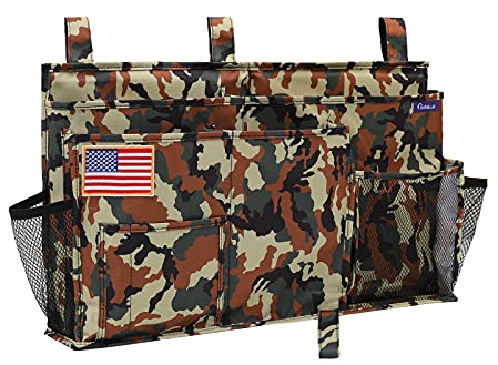 Surblue Bedside Caddy Hanging Organizer Storage Bag Pocket for Bunk, Hospital Beds, College Dorm Rooms, Baby Bed Rails, Camp - 8 Pockets (Large, Jungle)