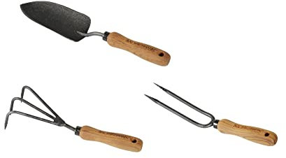 Teak Gartenwerkzeug Set Venedig 3-TLG. geschmiedet Teak Griff Premium