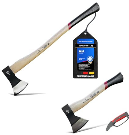 siwitec Holzaxt Set, 600 & 1400 Gramm Kopfgewicht, mit 4in1 Messerschärfer, Spaltaxt für Holz, Camping & Survival Axt
