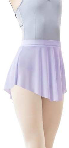 Daydance Purple Pull on Ballet Skirt for Women, Asymmetric Point Skirt for Dancing, Gymnastics, Cheerleading