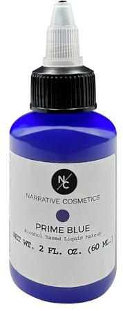 Narrative Cosmetics FX Alcohol Airbrush Paints - 60 ml, Skin Safe, Quick Dry, Waterproof, Sweatproof, Transferproof Liquid Makeup for Bodypainting, Theater, FX Makeup, Film and TV - Prime Blue