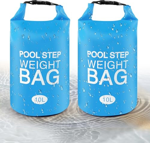 Poids universel pour échelle de piscine hors sol en PVC 250D - Étanche - 10 l - Pas de casse - Sac de sable pliable pour marches de piscine - Facile à remplir - Sable (bleu ciel)