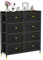 COSTWAY Stoffkommode mit 8 Schubladen, Schubladenkommode mit Metallrahmen, Sideboard mit Verstellbarer Fußpads & Kippsicherung, Korbregal für Wohnzimmer, Schlafzimmer, Flur (8 Schubladen)