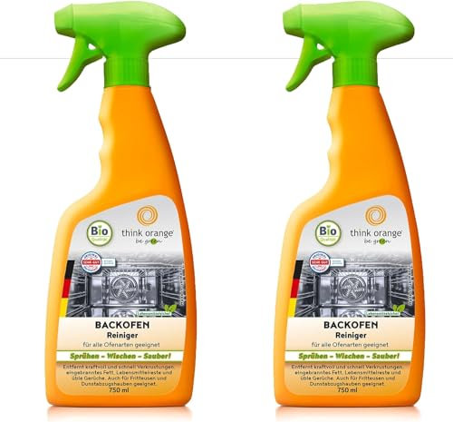 Backofenreiniger & Grillreiniger 2x750 ml | Fettlöser | Ideal für Backofen, Mikrowelle & Grill | Pfannenreiniger | reinigt & ohne Gerüche | nachhaltig | think orange be green