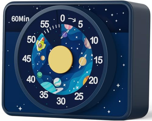VOCOO Classroom Visual Timer for Kids 60-Minute Silent Countdown Strong Magnet for Classroom/Desk,Time Management Tool for Study,Kitchen Cooking,Office,Batteries Included (Blue)
