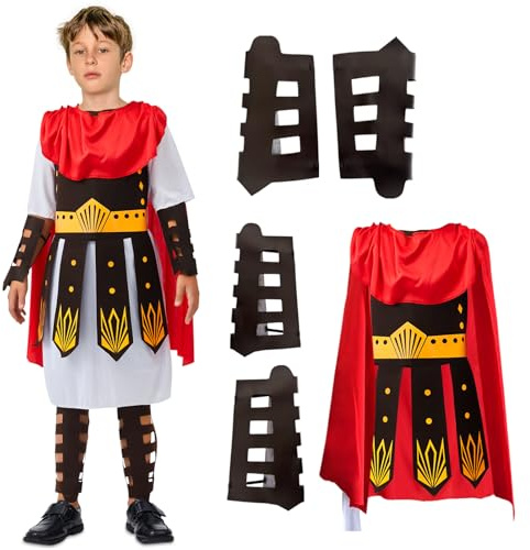 UPZAI Deguisement Romain Enfant Garcon: Déguisement Centurion Gladiateur pour Garçons - Costume Soldat Romain Enfants pour Carnaval Carnival Mardi Gras Cosplay (M)