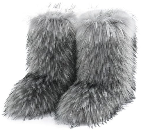 Lpitoy Stivali in Pelliccia Sintetica Stivali Neve Pelosi Pelosi Stivali Invernali Soffici Stivali Caldi E Comodi a metà Polpaccio Scarpe Basse per Interni Ed Esterni Stivali Neve Y2k