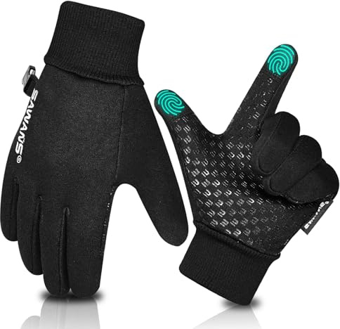 SAWANS Gants d'hiver chauds pour enfants, gants de course, de cyclisme, gants pour écran tactile thermiques, moufles pour enfants coupe-vent extérieur antidérapants, gants pour le sport, l'équitation