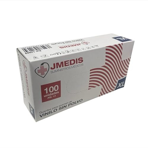 JMEDIS - Guanti in vinile senza polvere, 100 pezzi, per esami medici (10, Extra Large XL)
