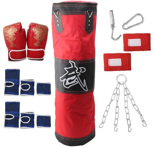 MMA Boxsack hängend - Ungefüllter Sandsack Set mit Handschuhen - Perfekt für Kampfsport-Training - Hochwertiges Fitness Equipment für Home Gym