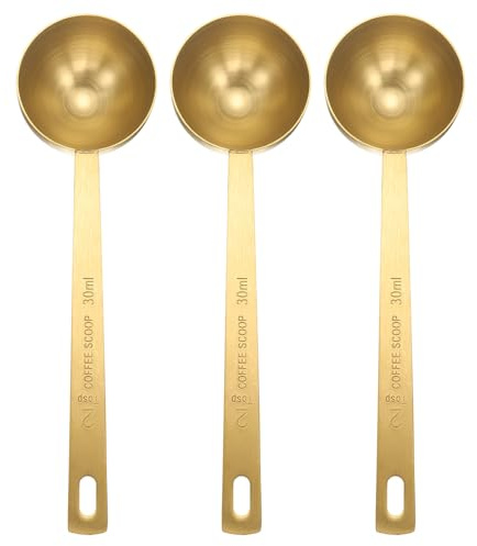 QUARKZMAN 3 Cucharillas Medidoras Individuales De 2 Cucharadas (6 Cucharaditas, 30ml) Cucharilla/Cucharada Tazón Pequeño Cuadrado Individual De Acero Inoxidable 304 Cuchara, Dorado