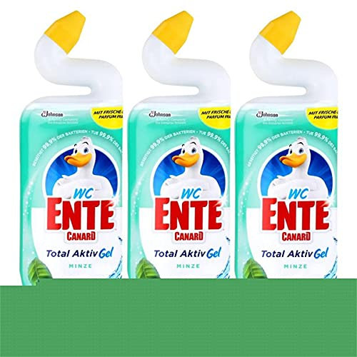 WC Ente Total Aktiv Gel Minze 750ml - Flüssiger WC Reiniger (3er Pack)