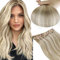 RUNATURE Clip in Extensions Echthaar Blond Highlights 40cm 3Pcs Glatt Echthaar Extensions Clip Aschbraun Hervorheben Platinblond Clip Extensions Echthaar Günstig Echte Haare 50g #8P60