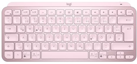 Logitech MX Keys Mini Kabellose Tastatur, Kompakt, Bluetooth, Hintergrundbeleuchtung, USB-C, Kompatibel mit Apple macOS, iOS, Windows, Linux, Android, Metallgehäuse - Rosa - QWERTZ