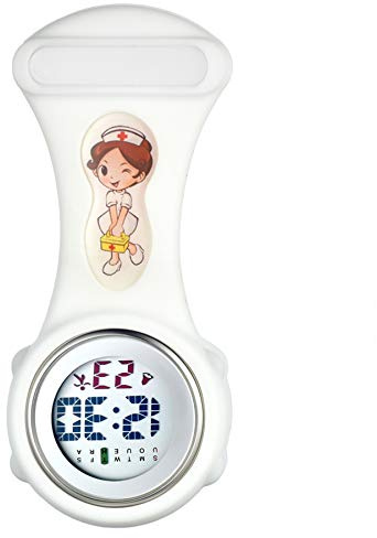 Avaner Reloj Digital de Enfermera, Reloj de Silicona con Cierre de Solapa, Reloj de Bolsillo Colgante con Funda Desmontable