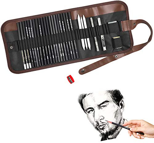 JOLIGAEA 30 Stück Skizzierstifte Set, Professionelles Zeichnen Bleistifte Art Set für Farbmischung Malen und Skizzen, Skizzierset mit Zeichnen Zubehör Set für Künstler, Anfänger, Erwachsene und Kinder