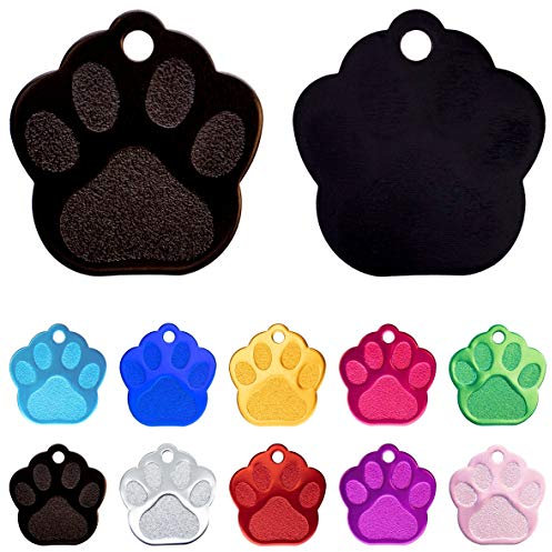 Ibera gifts - Hundemarke mit Gravur und personalisierte Hundemarke in Pfotenform für kleine bis mittelgroße Hunde und Katzen (Schwarz)