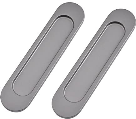 MOROBOR Selbstklebende, ovale Schiebetürgriffe, 2 Stück, mattgrau, Aluminiumlegierung, bündig, stanzfreier Griff für Schiebetüren, Fenster, Schränke, 15 cm