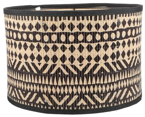 Bamboo Lamp Shade, Vintage Drum Lampshade Table Lamp Shade Chandelier Lamp Covers Replacement Light Accessory for Pendant Floor Lamps, 30X30x20CM