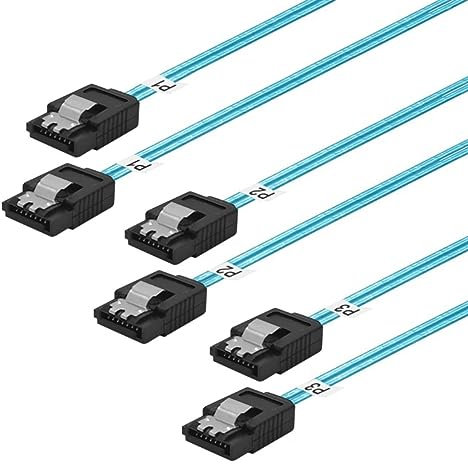 ADCAUDX Thin SATA-III Cable:12 Inches,3 Pack Flexible Straight SATA-Cable 6Gbps Data with Locking Latch for SSD, HDD, Hard Drives, Blue (0.3M)