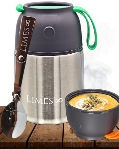 Limes 8 Thermobehälter für Essen 500ml [Heiß & Kalt] - Warmhaltebehälter, Thermobox, Thermobecher - Thermo Lunchbox - Speisenwärmer - Thermobehälter für Speisen [Edelstahl]