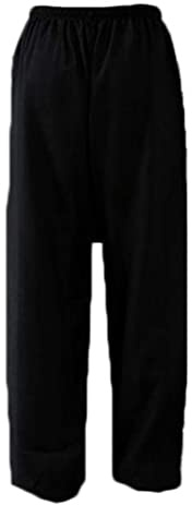 ZMIN Tai Chi Loose Uniform Cotton And Linen Clothing Wing Chun Shaolin Kung Fu Training Pants,Black,5XL