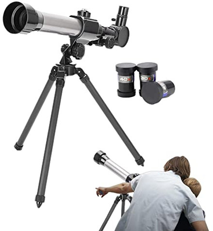 Kinder-Teleskop für Kinder, 60 mm optisches Refraktor-Teleskop mit verstellbarem Stativ und 3 Okularen, Outdoor-Monokular-Weltraumteleskope Reise-Finder-Zielfernrohr für Erwachsene