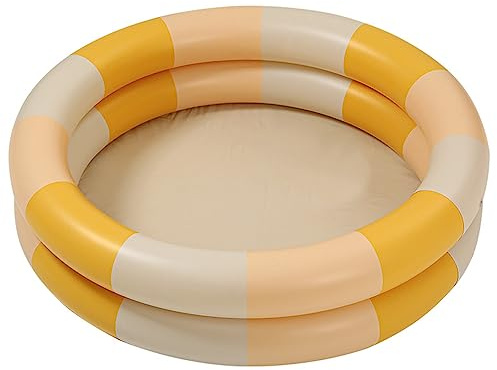 Uppblåsbar Plaskdamm Uppblåsbar Pool Baby Retro Blow Up Pool Familj Söt Stil Förtjockad Vattenpool för Lek Inomhus eller Utomhus (Gul rand)